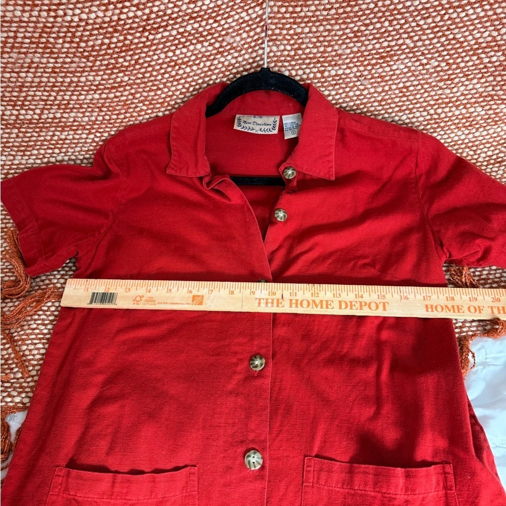 Vintage Red Button-Down Linen Dress - Picture 7 of 9